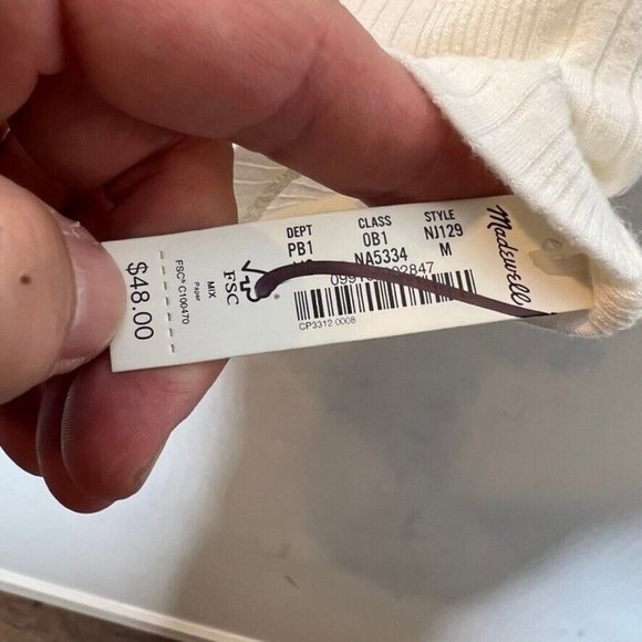 Madewell $48 Variegated Rib Drop Top Lighthouse Size M NJ129 - Picture 5 of 7